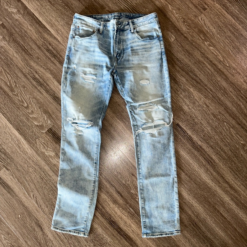 Denim ripped jeans strecthy